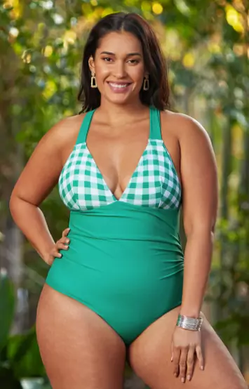 Criss Cross One piece swimsuits for Without shapewear to hide your Fupa