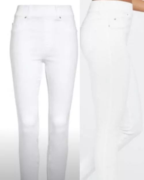 How to hide fupa in jeans-Spanx Denim ankle skinny Jeans white