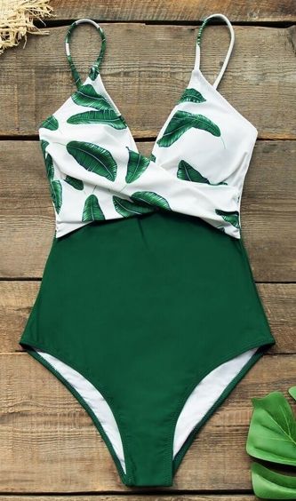 Tummy control swimsuits- Banana Leaf Twist -Front One piece swimsuits ( Product)