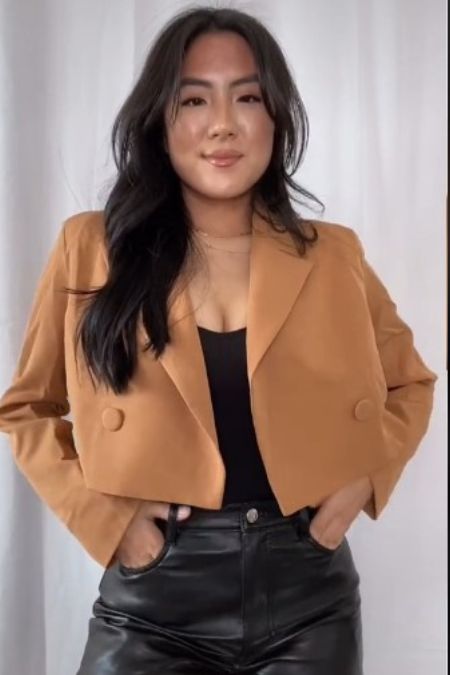 Cropped blazer no Breasted