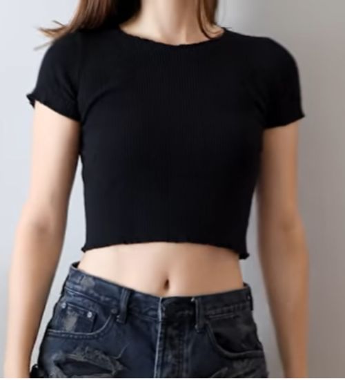 Black Crop top with Blue Denim