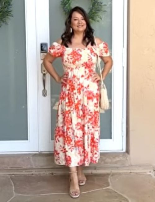 Floral Print Square Neck Ruffle Swing Beach Long Maxi Dress Mommies makeup and Muscato Fashion Over 40 style