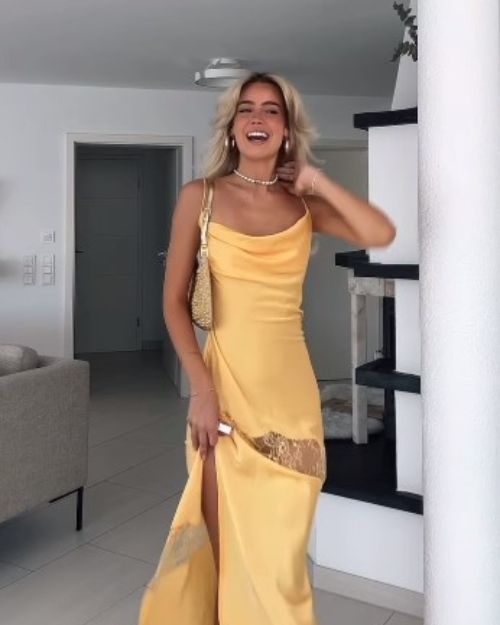 Millane - Tiktok Viarl - Ruched Maxi Dress Elegant Low Cut Spaghet