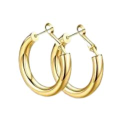 BMMYE 925 Sterling Silver Post Chunky Gold Hoop Earrings - Slimtoslim