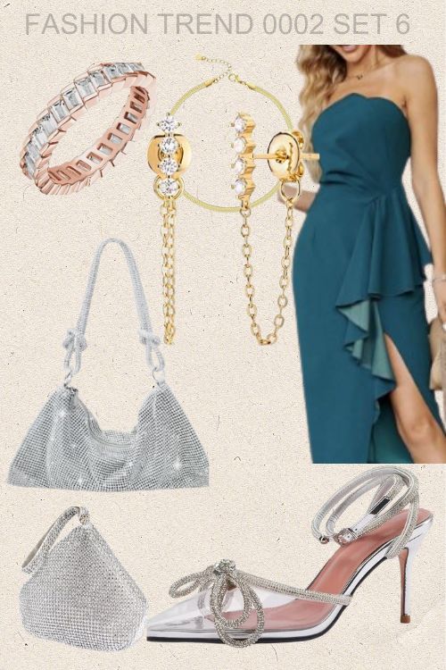 New Viral Wedding Sets - Cocktail dress with Bags and jewellary