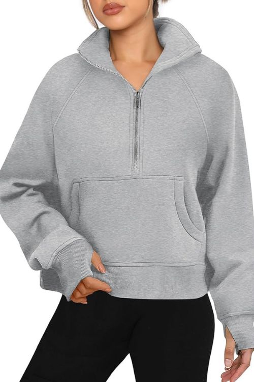 Caracilia Women's Oversized Half Zip Up Sweatshirts - Slimtoslim