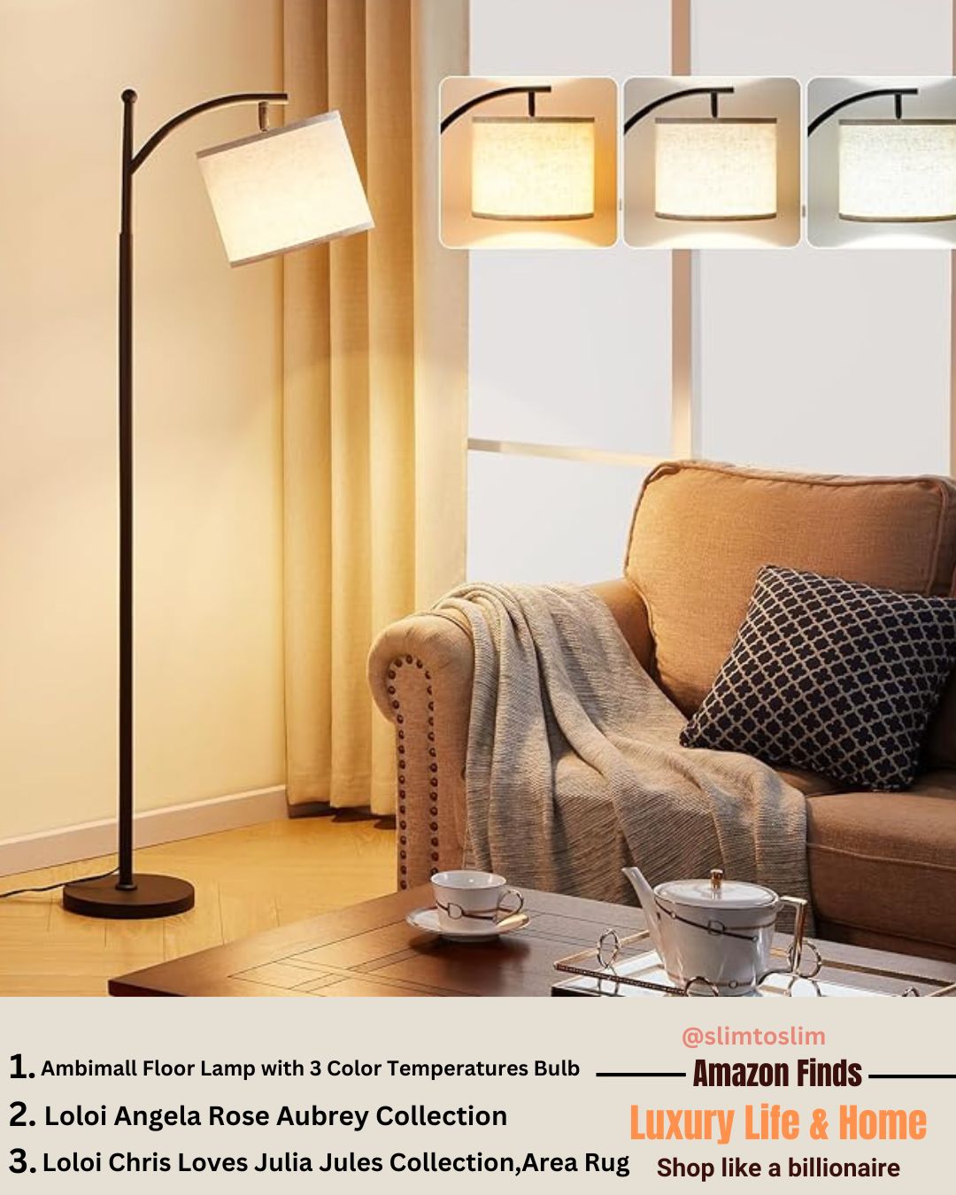 Ambimall Floor Lamp with 3 Color Temperatures Bulb, 60 Inches Foot Switch Shop Like temu