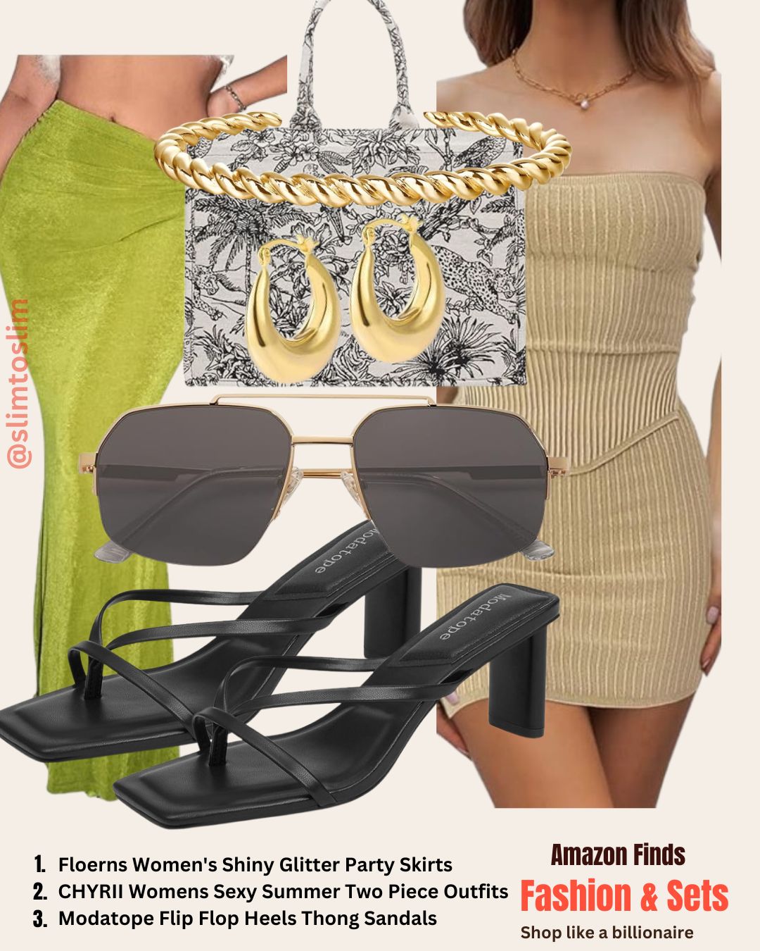 Long Skirts and otfits sets with jewellry , bags and glasses