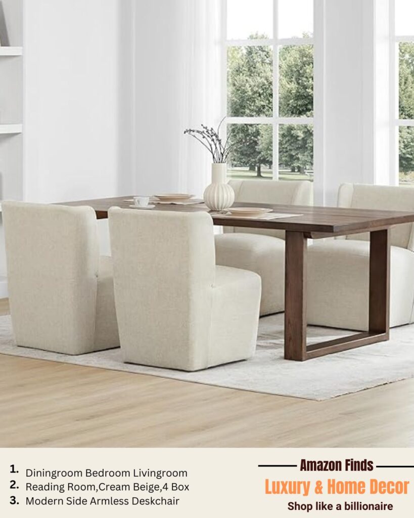 Dining Chair with Casters Wingback Modern Side Armless