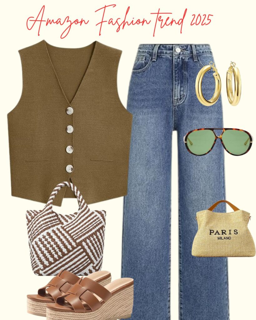 Effortless Summer Style Vest, Wide-Leg Jeans & Accessories