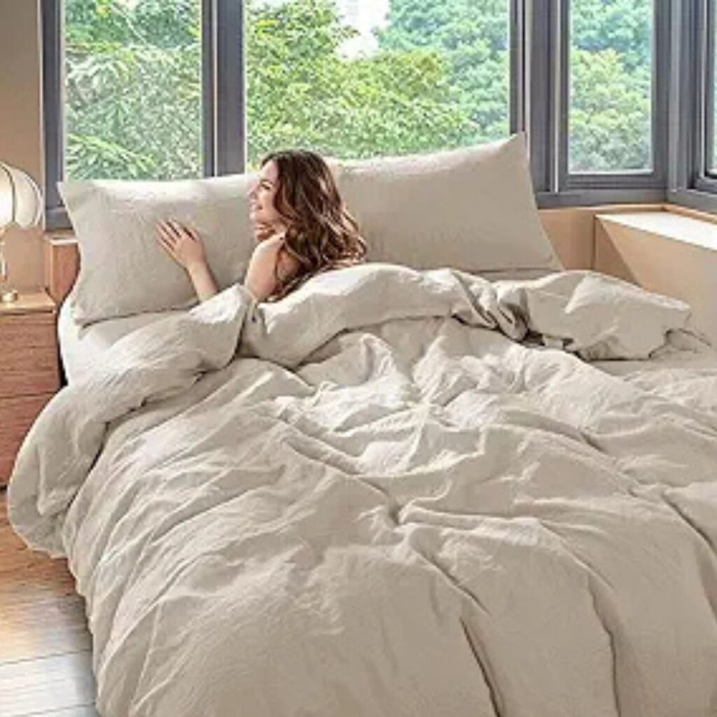 Luxury Redefined: Shilucheng 100% Linen King Duvet Cover Set 1 Linen King Duvet Cover Set, Luxury Pure Natural French Flax Linen Duvet Cover with Zipper (1)