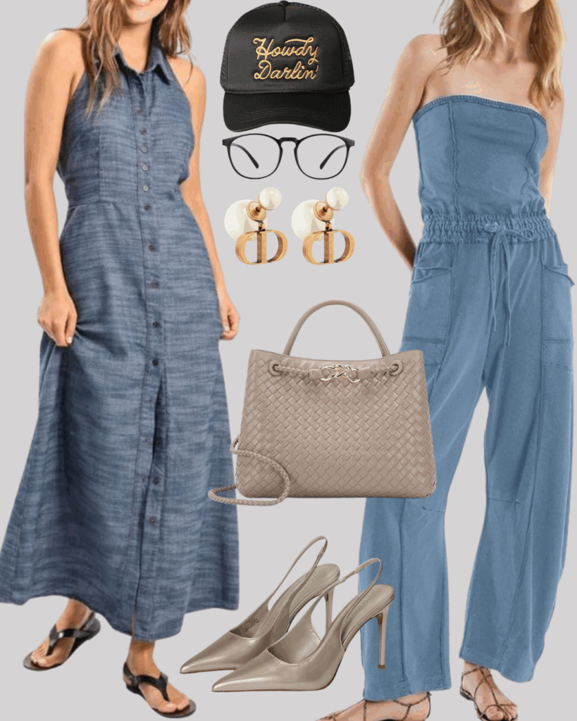 Chic Denim-Inspired Outfits with Stylish Accessories