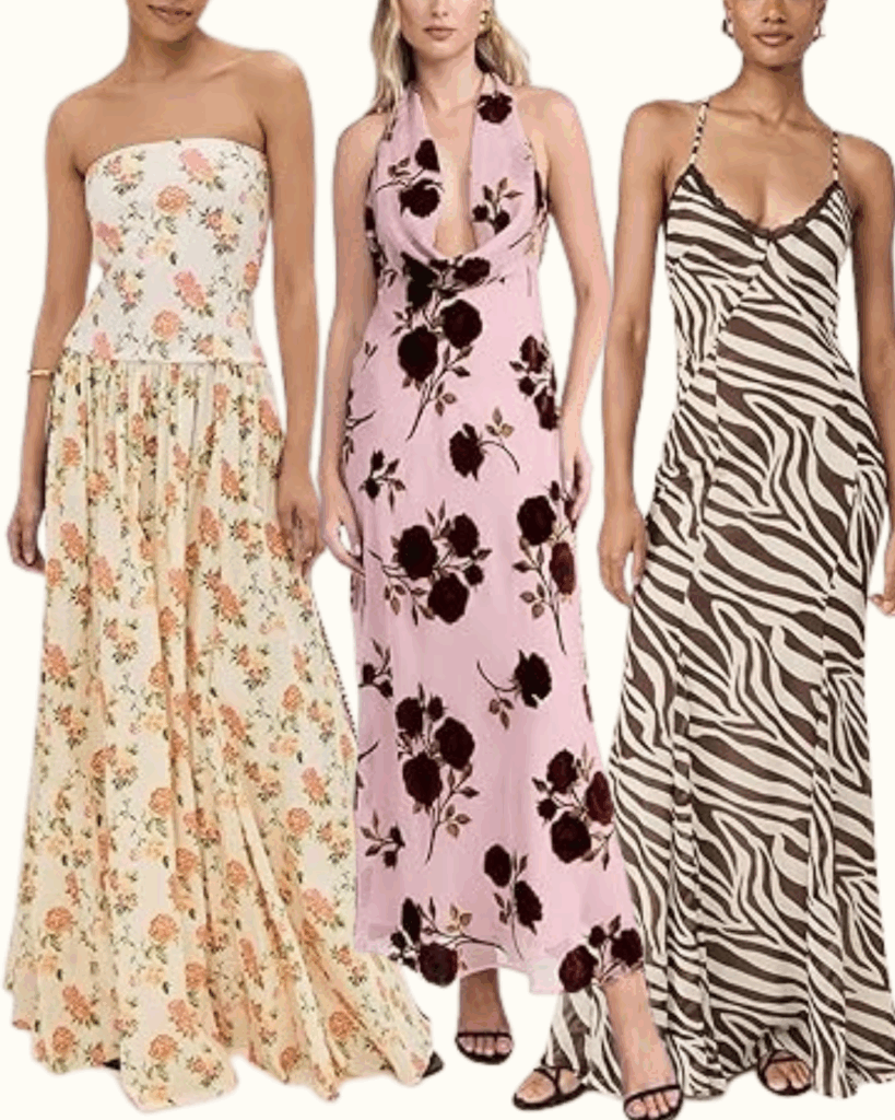 Strapless, Halter, and Strappy Maxi Dresses