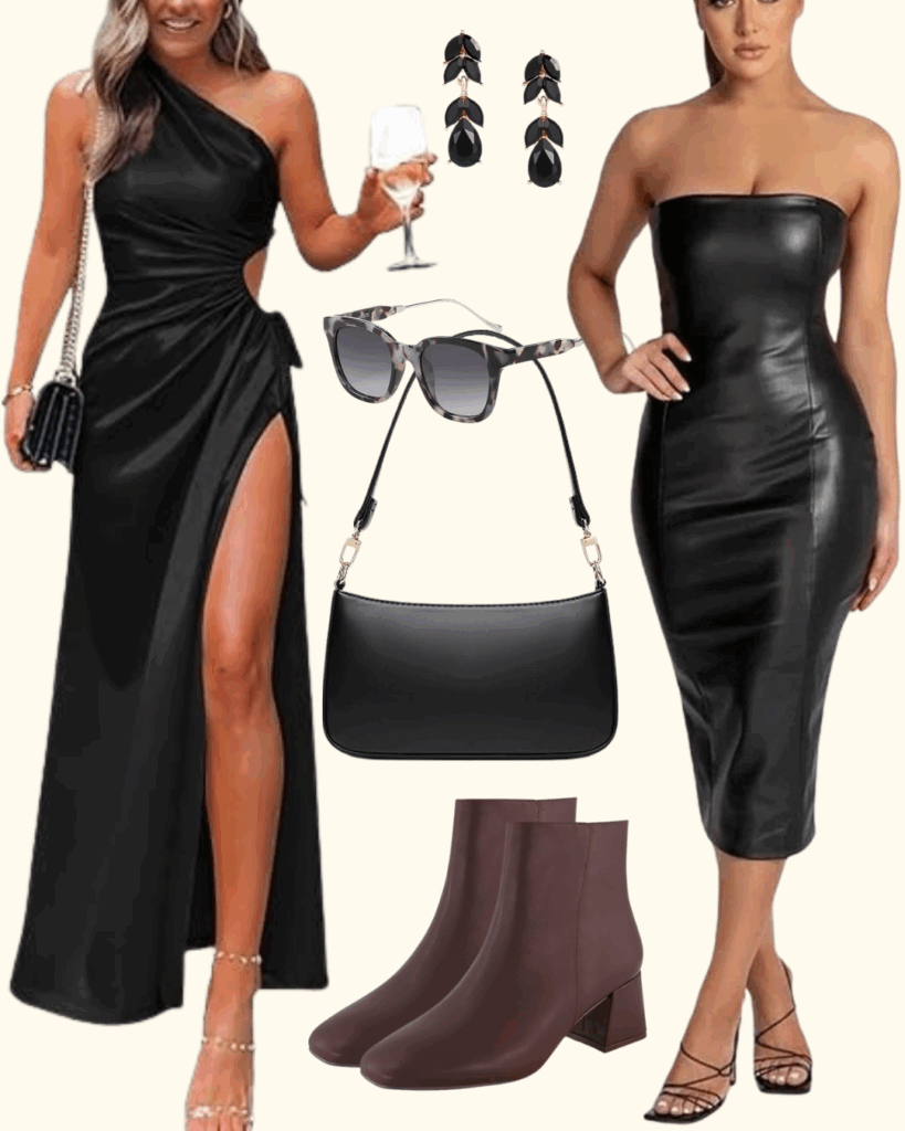 Chic Evening Outfit Ideas: Bold Black & Sleek Brown Styles
