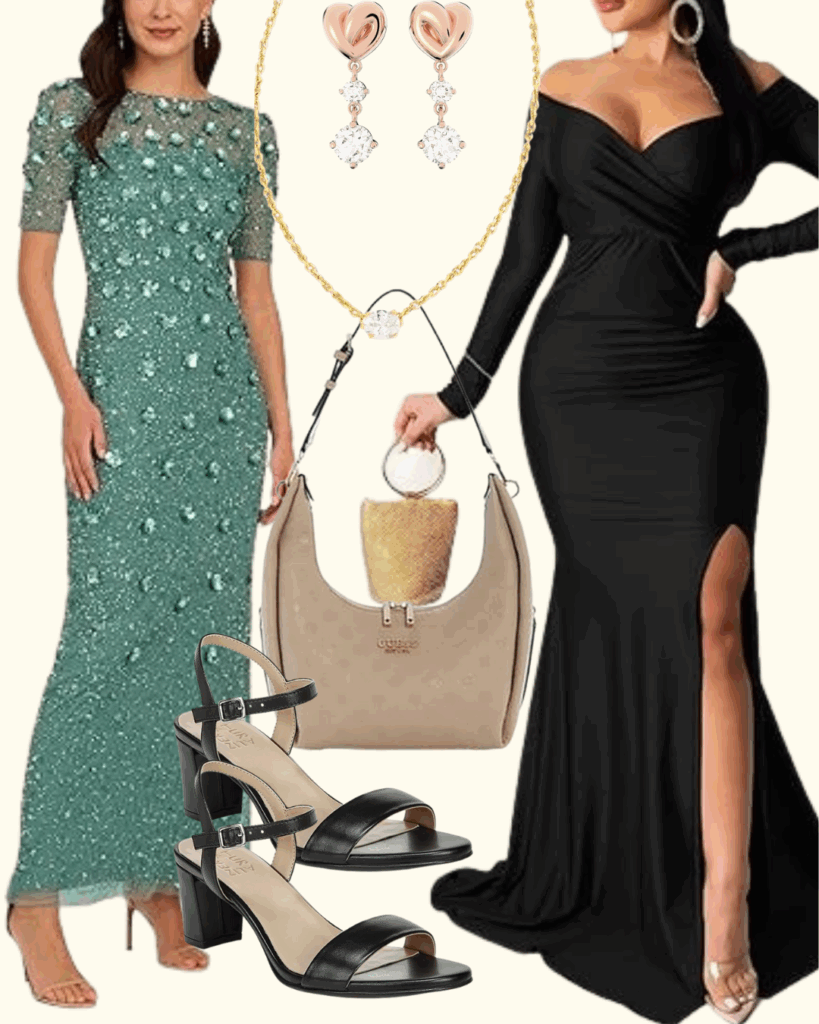 Women's Beaded Long 3D Floral Dress