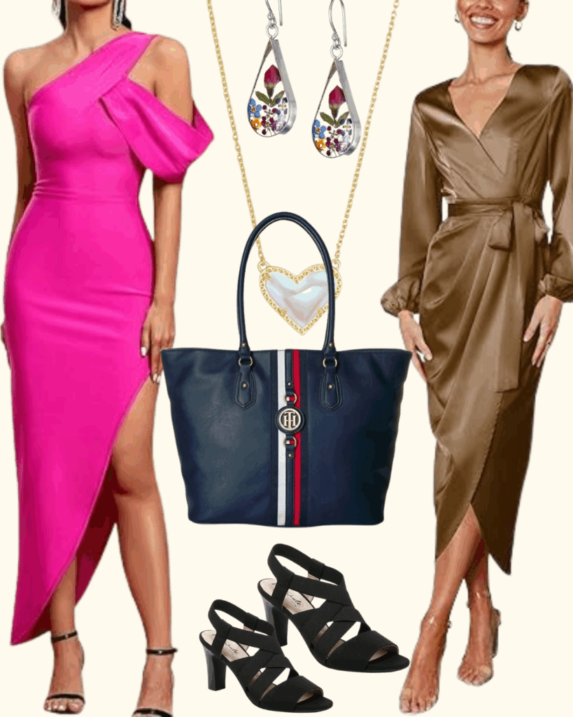 Women's Long Sleeve V-Neck Tie Waist Split Formal Cocktail Wedding Guest Dresses