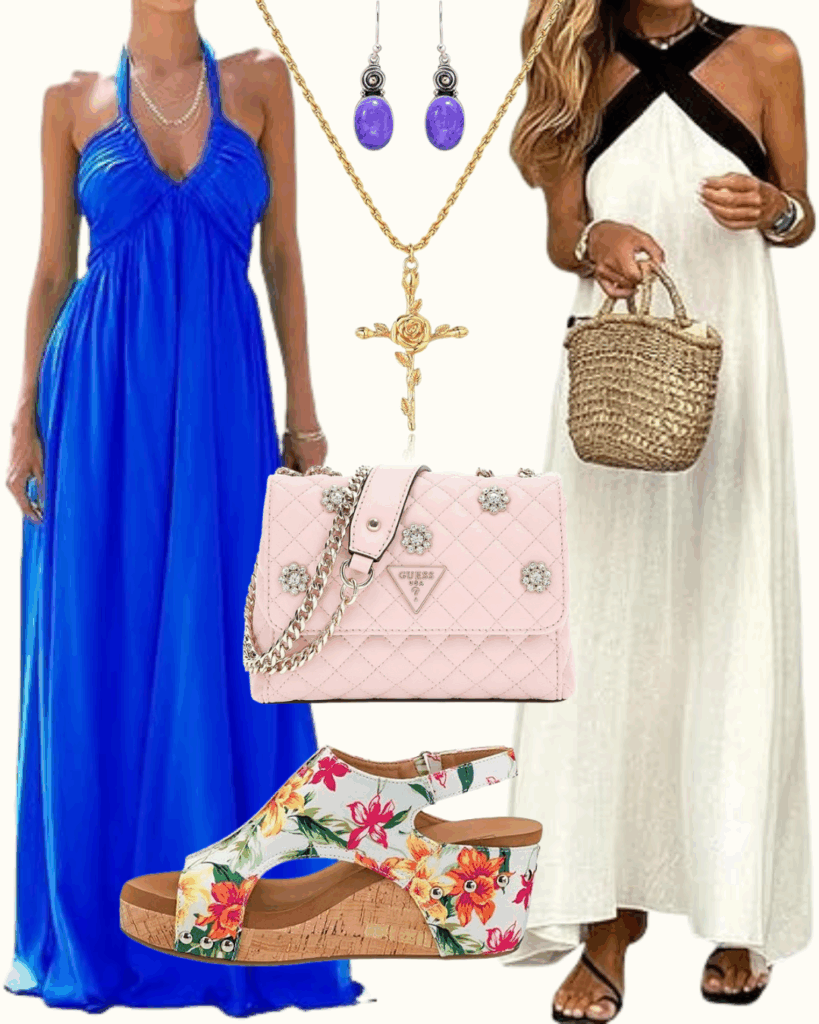 Sexy Halter Neck Maxi Smocked Dress