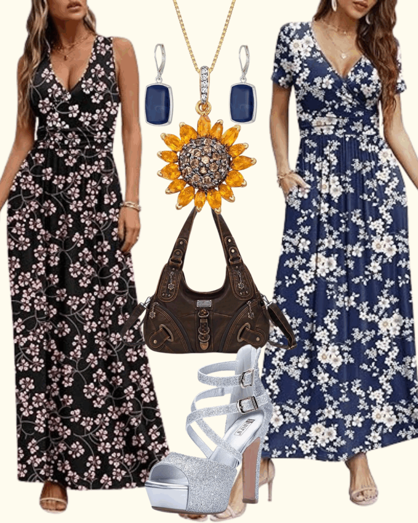 Women’s Casual Sleeveless Deep V Neck Beach Maxi Dress
