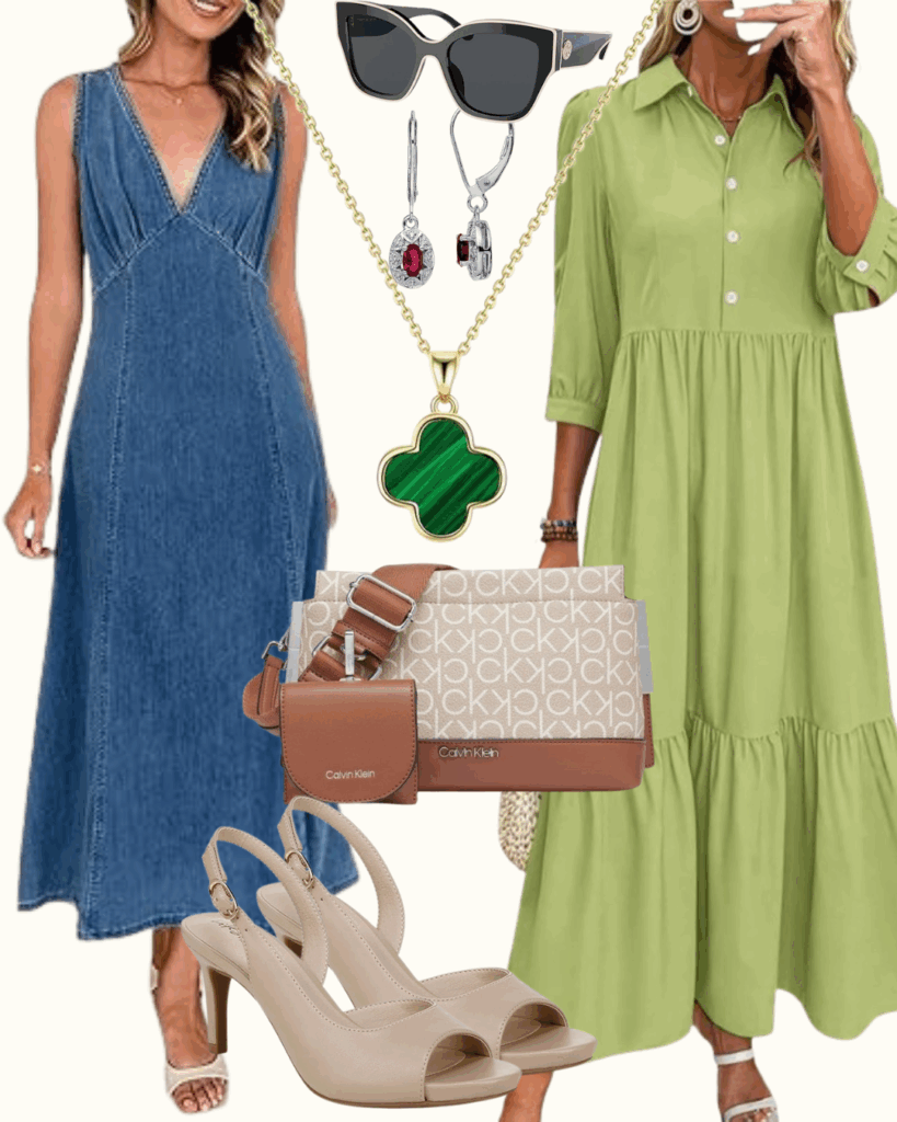 High Waist Trendy Casual A Line Jean Maxi Dress