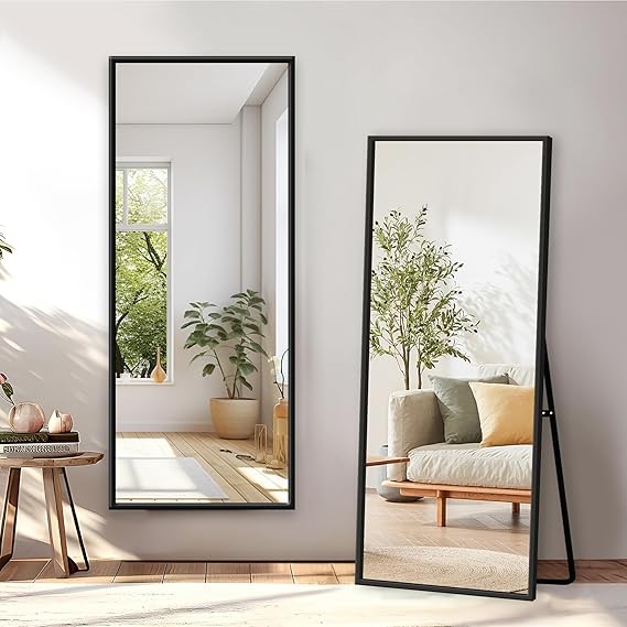 Full-Length-Mirror-with-Stand-56x19-Black